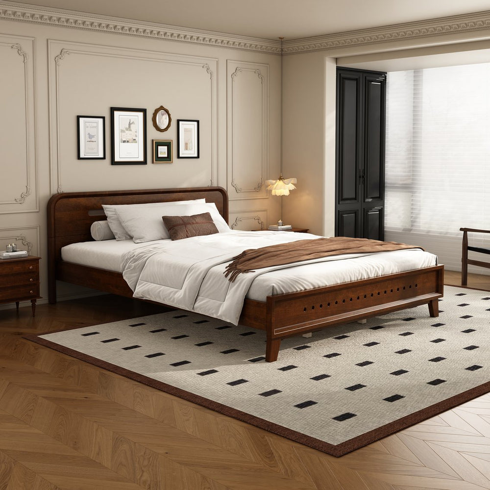 English Elm Christopher Knight Home® - Pine Queen Size Bed In Dark Walnut, Solid Pine Frame With No Box Spring, Classic Comfort & Style N770P291028W_N770P291029W