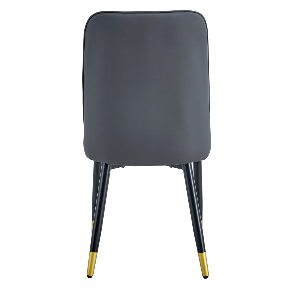 English Elm A modern dining chair with curved PU leather backrest, padded seat and sturdy black metal legs for comfort and style Yellow+Grey 33.86 L x 28.35 W x 18.5 H W1512P390898