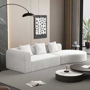 English Elm 123*37 Extra Large Deep Modular Sofa - Luxurious Wrinkle-Resistant Corduroy, 27" Deep Seats, No Assembly White W1829S00049