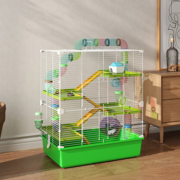 English Elm Pawhut 5-tier Small Pet Habitat with Tubes Tunnels Exercise Wheel and Carry Handles W2225P229563