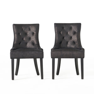 English Elm Christopher Knight Home® - Cheney Dining Chairs Set Of 2 - Elegant Microfiber With Diamond-Tufted Backrest For Comfort 54181.00MFBLK
