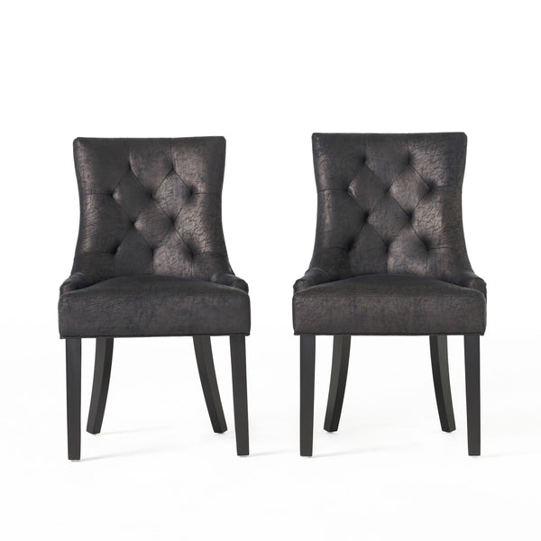 English Elm Christopher Knight Home® - Cheney Dining Chairs Set Of 2 - Elegant Microfiber With Diamond-Tufted Backrest For Comfort 54181.00MFBLK