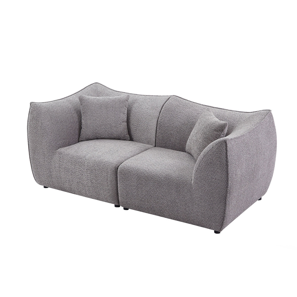 English Elm 79 Modular Sofa 2-Seater Grey – Deep Seat Modern Couch with Memory Sponge, Hardwood Frame, Durable Legs W876S00278