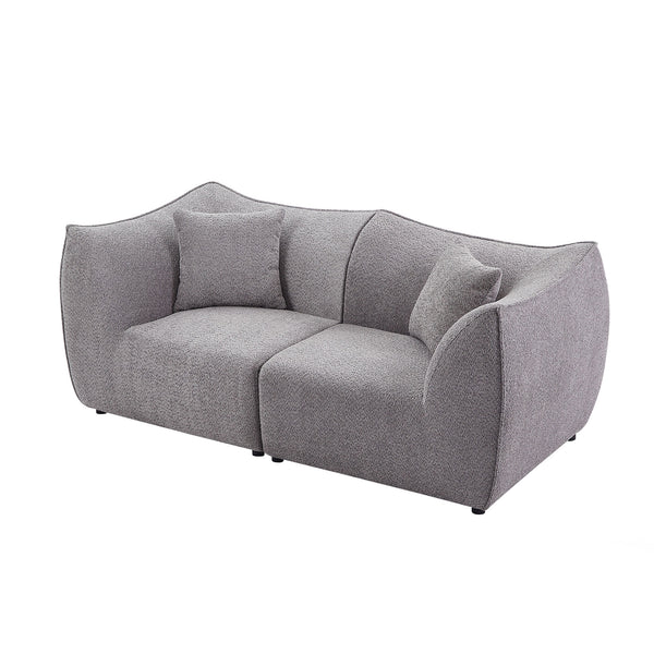 English Elm 79 Modular Sofa 2-Seater Grey – Deep Seat Modern Couch with Memory Sponge, Hardwood Frame, Durable Legs W876S00278