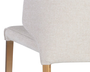 Sunpan Zayden Dining Chair - Modern Belfast Oatmeal Fabric, Gold Stainless Steel Legs, Stylish Comfort