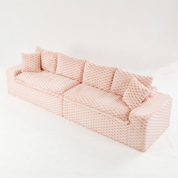 English Elm Luxury Turtle Velvet Multifunctional Sofa - Convertible 4-Seat Modular Design, Plush Sponge Comfort W3371S00031