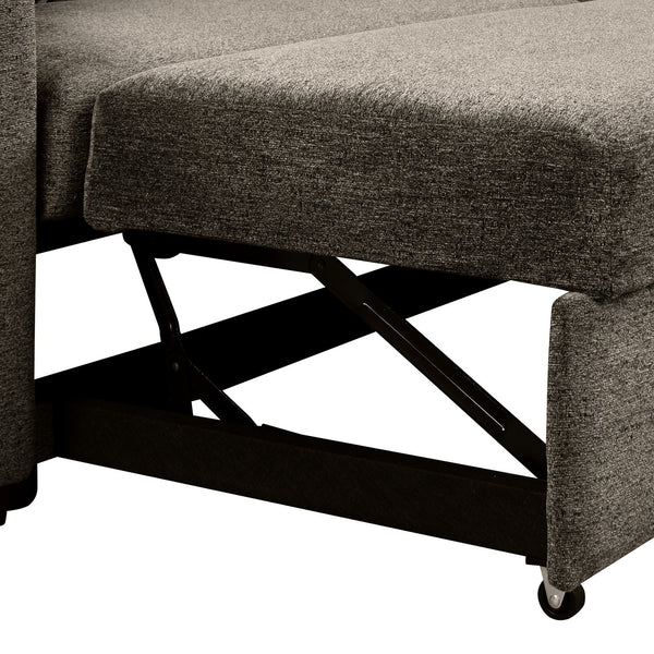 English Elm Reversible Velvet Sleeper Sectional Sofa Bed with Storage Chaise, Pull-Out L-Shaped Design, Stools Included Knox Charcoal SG000790AAE