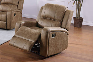 English Elm Modern Tufted Manual Recliner with Square Arms and Chestnut Faux Leather Upholstery B011P466426