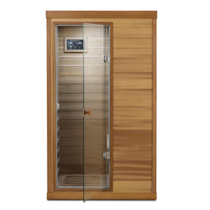 English Elm Red Cedar Single Person Far Infrared Indoor Sauna with Glass Door and Bluetooth Audio W632S00020