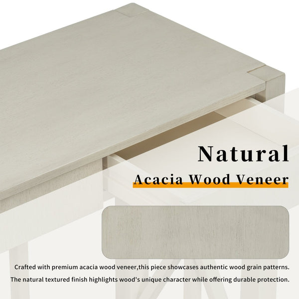 English Elm U_Style 60'' Modern Acacia Console Table With 4 Drawers & Open Shelf - Perfect For Entryways & Living Rooms N711P289747A-GIGA