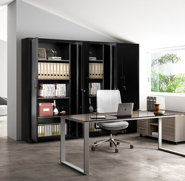 English Elm Container Furniture Direct Ironclad Steel Locking Cabinet with Adjustable Shelves for Garage Black B2735P461944