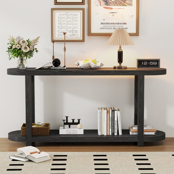 English Elm U_Style Modern Minimalist Ash Veneer Console Table – Chic Design For Small Spaces & Entryways N711P241273B-GIGA