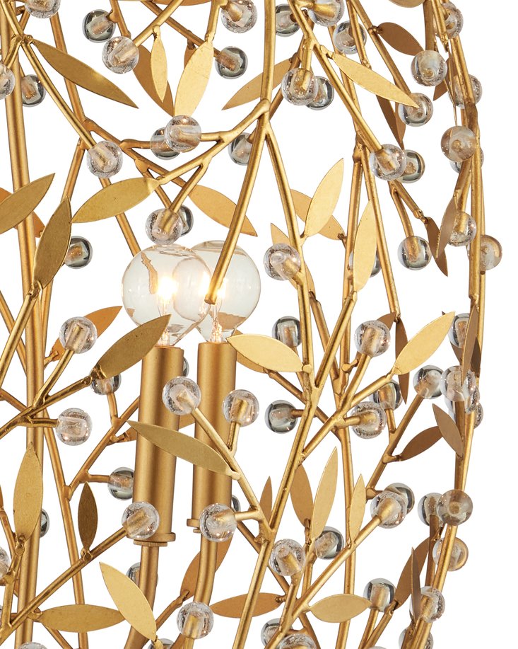 Currey & Company Secret Garden Gold Orb Chandelier - Elegant Biophilic Lighting With Handcrafted Crystal Accents Gold Crystal ,Wrought Iron 9000-1290-currey-company