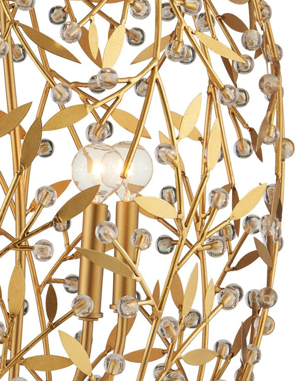 Currey & Company Secret Garden Gold Orb Chandelier - Elegant Biophilic Lighting With Handcrafted Crystal Accents Gold Crystal ,Wrought Iron 9000-1290-currey-company