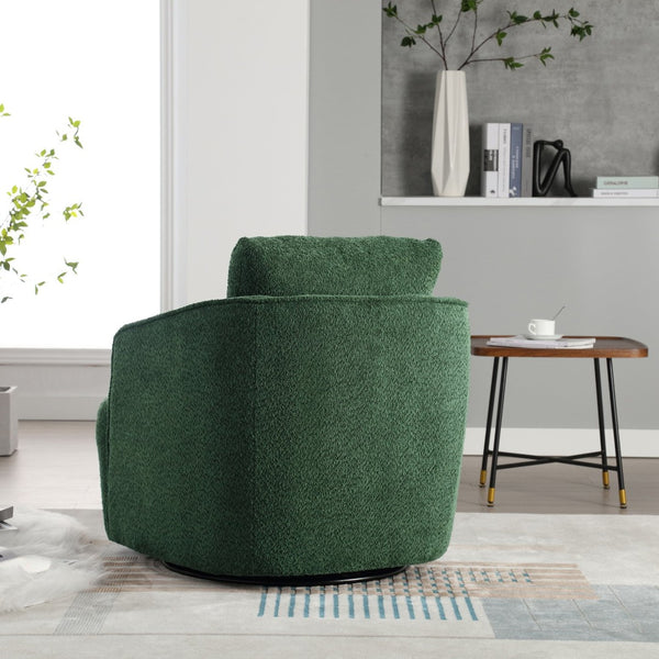 English Elm 30.3"w Boucle Barrel Swivel Chair 360 Rotation Lounge Seating for Living Room Green W3188P400933