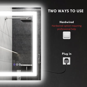 English Elm Homcom Led Bathroom Mirror With Anti-Fog, Dimmable Lighting, Memory Function & Versatile Design W2225P229192