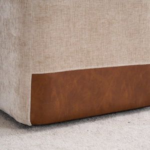 English Elm Linen Upholstered Armless Dining Chair with Smooth Casters for Easy Mobility, Versatile & Sleek Beige W2069P324093