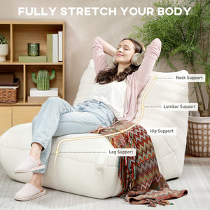 English Elm Bean Bag Floor Sofa Teddy Fleece Channel Tufted Foam Seat for Gaming Lounge T3971P405927