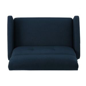 English Elm Christopher Knight Home® - Reclining Loveseat with Push-Back Recline, Plush Tufted Fabric Sofa, Compact Wall-Hugger Design Navy Blue 61372.00