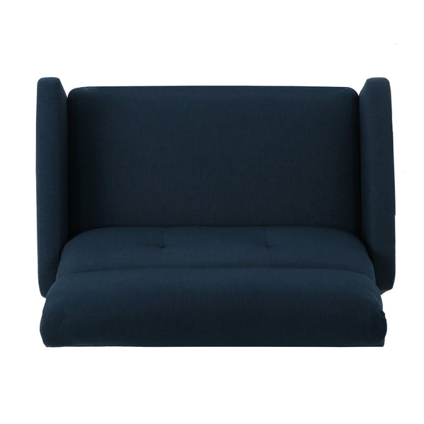 English Elm Christopher Knight Home® - Reclining Loveseat with Push-Back Recline, Plush Tufted Fabric Sofa, Compact Wall-Hugger Design Navy Blue 61372.00