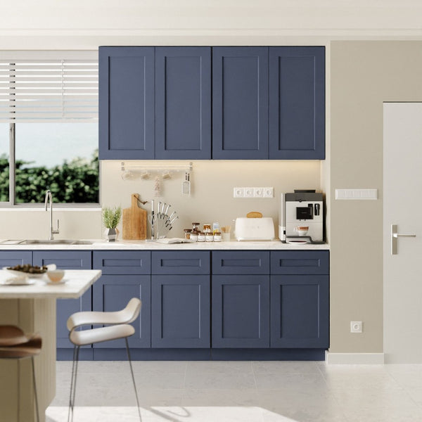 English Elm Navy Shaker Solid Wood Wall Cabinet with Soft Close Doors for Kitchen or Bath T2950P479972