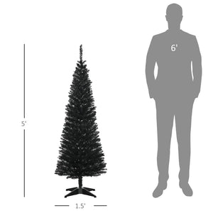 English Elm Christmas Pencil Tree 5 Foot Slim Artificial with 294 Branch Tips for Small Spaces T3971P415297