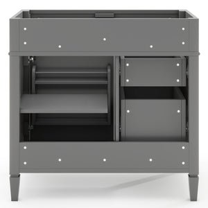 English Elm 36'' Modern Bathroom Vanity Cabinet With 2 Drawers, Tip-Out Storage, Solid Wood Frame & More! N710P256582E
