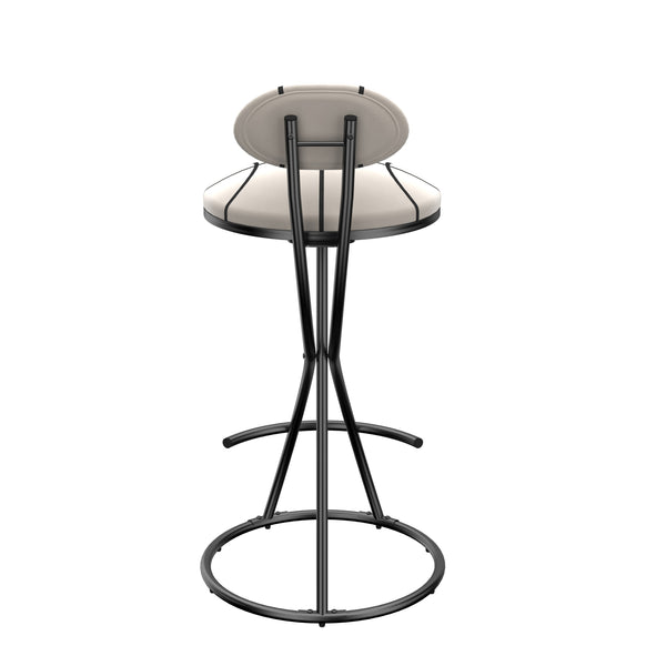 English Elm Upholstered Striped Velvet Bar Stools Set of 2 — Counter Height Padded Seats, Matte Black Metal Frame, Durable Comfort and Style (27.95" Seat) W1757P345495