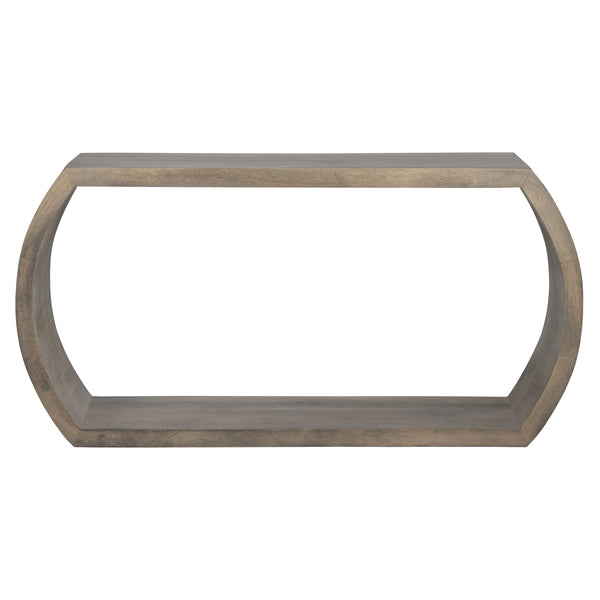 Crestview Collection Open Ring Sculptural Console Table - Hand-rubbed Gray Mindi Wood Design, Artful Negative Space Elegance Brown Solid Wood Cvfnr4275