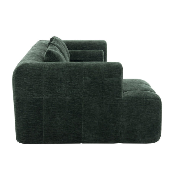English Elm 101.2" Modern Sectional Sofa Full-Compressed Modular Couch with Deep Seating, Tufted Chenille Fabric, Pillows Included Green N719S001890F