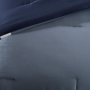 English Elm 7 Genevieve 7-Piece Navy Queen Comforter Set – 100% Polyester Shimmer, Large Borders, Decorative Pillows B03596970