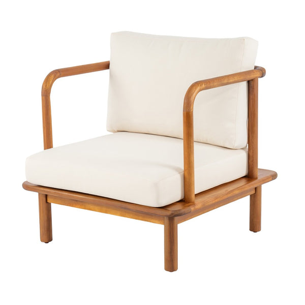 English Elm Canape Solid Acacia Wood Outdoor Conversation Set Sculptural Teak Finish Patio Seating N773OC00090T