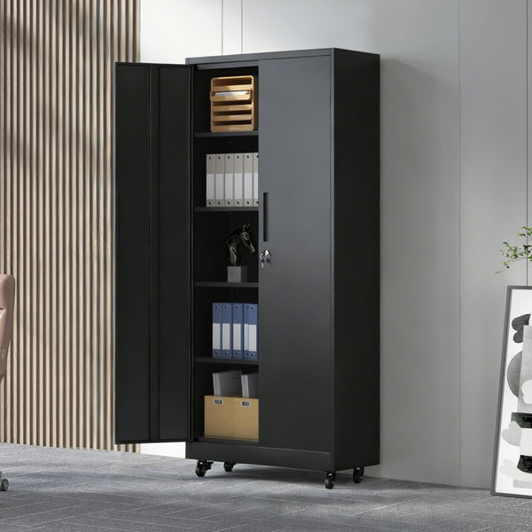 English Elm Metal Lockable Steel Cabinet Two Adjustable Shelves Garage Office Utility Storage T2398P442668