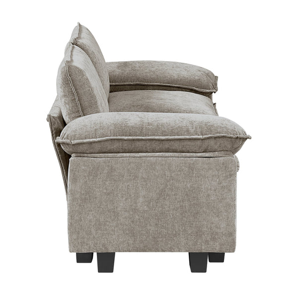 English Elm Modern Plush Chenille Loveseat with Pocket Coil Support, Reversible Cushions & Removable Zippers for Easy Care and Lasting Comfort Brown Gray,Pewter 34.5 L x 29 W x 8.5 H B011S01813