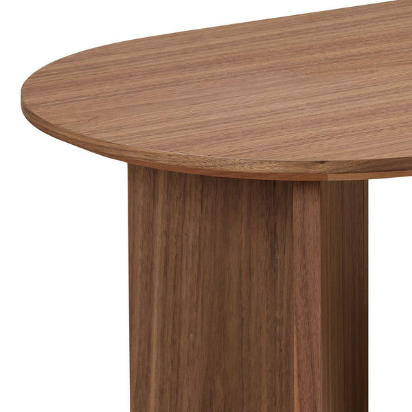 English Elm Length 39.37 Inch Modern Oval Coffee Table – Sleek MDF Pedestal Design, Space-Saving Durable Accent for Living Rooms and Apartments Walnut W2582P217993