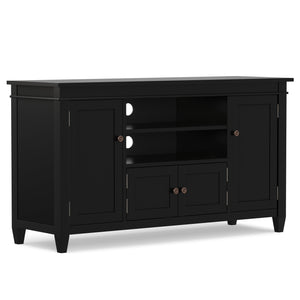 English Elm Carlton Handcrafted Pine TV Media Stand in Black for TVs up to 60" with Cord Management & Storage B136P261843