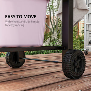 English Elm Outsunny Charcoal Grill Outdoor Bbq Cooker with Side Table Wheels and Storage Shelf W2225P174313
