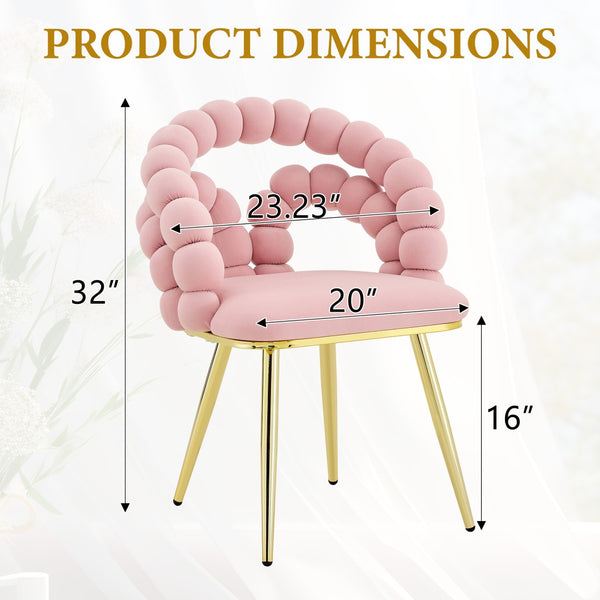English Elm Modern Velvet Bubble Back Dining Accent Chair Set Glam Sculpted Upholstered Seating Gold,Pink W3875P446132