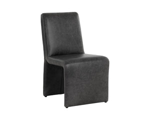 Sunpan CASCATA Dining Chair - Luxurious Marseille Black Leather with Sculptural Design for Comfort & Style 111293