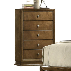 English Elm Transitional Solid Wood Chest with Five Smooth Glide Drawers, Felt-Lined Top, Timeless Design Walnut 38 L x 19 W x 48 H B2741P369865