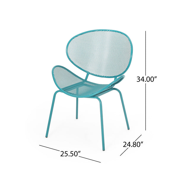 English Elm Christopher Knight Home® - ELBA Modern Iron Dining Chair with Slim Profile and Comfortable Seat — Durable, Stylish Accent Seating Teal 65203.00T