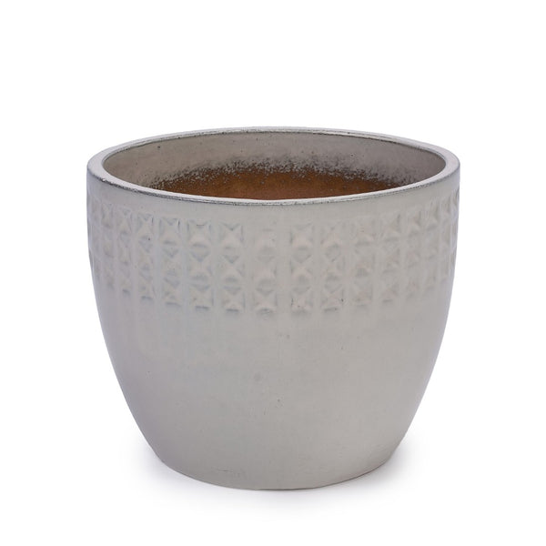 English Elm Set Of 3 Ceramic Flowerpots - Handcrafted Modern Planters In Ancient White For Stylish Spaces W3273P321485-GIGA