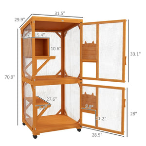 English Elm Pawhut Five Tier Ferret Chinchilla Habitat Steel Wire Enclosure with Hammock Rolling Base W2225P173767