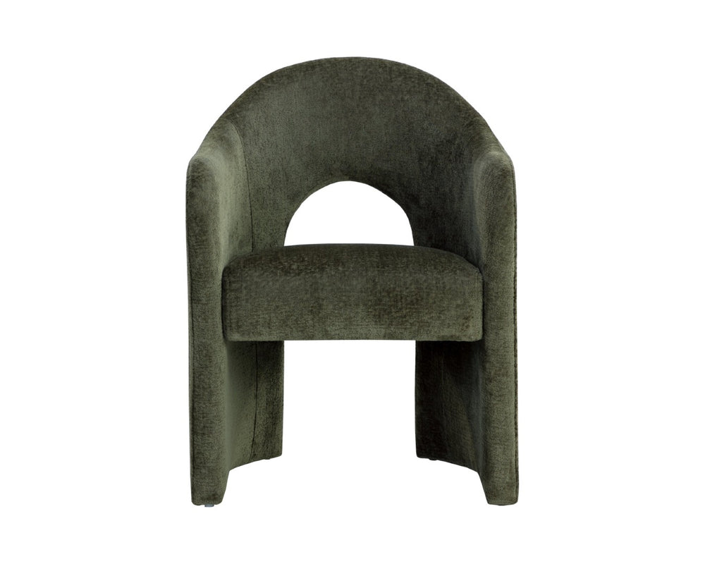 Sunpan ANAYA Dining Armchair - Timeless Comfort and Style with Elegant Arched Silhouette for Versatile Use Green 112504