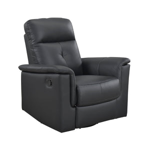 English Elm Black Swivel Glider Recliner Chair in Top Grain Leather Match, Plush Padded, 360° Swivel & Manual Recline B011P329274