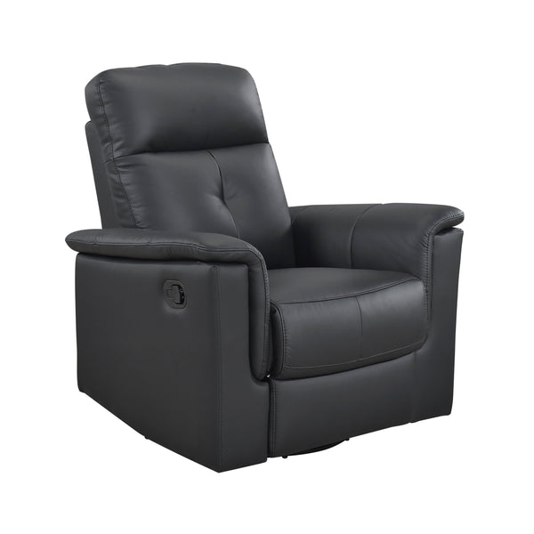 English Elm Black Swivel Glider Recliner Chair in Top Grain Leather Match, Plush Padded, 360° Swivel & Manual Recline B011P329274