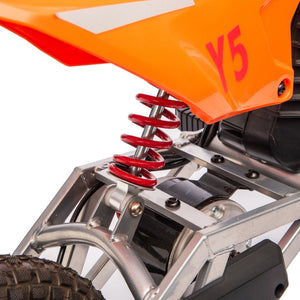 English Elm 24v 250w Kids Off-road Electric Motorcycle with Led Lights Bluetooth and Rear Suspension Orange W1578P203982