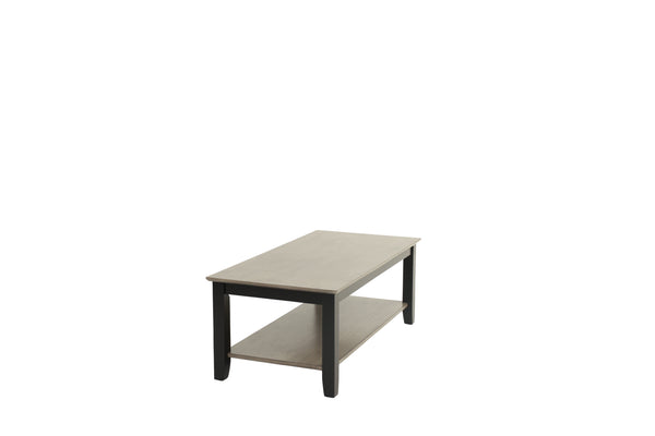 English Elm Gray Modern Two-Tone 47" Coffee Table with Walnut Veneer Top, Solid Rubberwood Legs & Shelf Storage B011P396179
