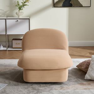 English Elm Swivel Accent Chair Plush Velvet Pumpkin Barrel Silhouette with 360 Degree Metal Base Khaki W3244P392748