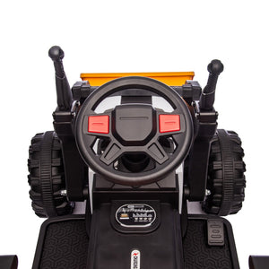 English Elm 24v Kids Electric Ride on Construction Tractor Swivel Seat Remote Control Toy W1578P294833